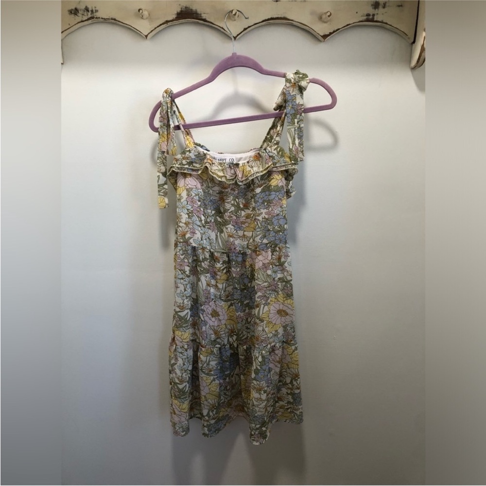 Sept & Co Floral Ruffle Tie-Strap Sundress - Pastels